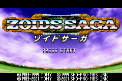 Zoids Saga title screen for GameBoy Advance